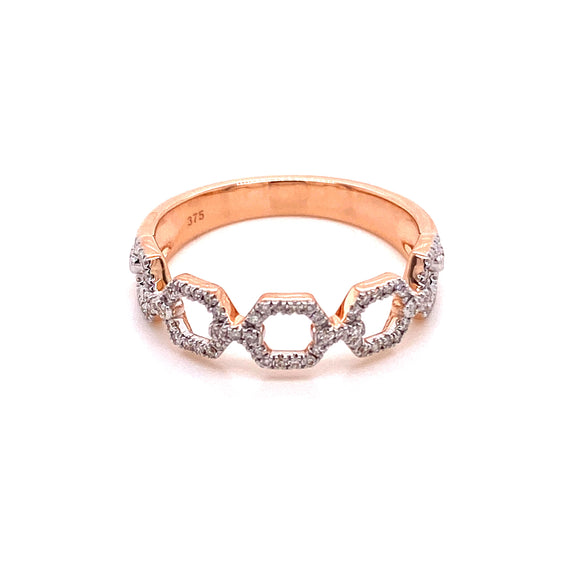 9ct Rose Gold Chain Lind Diamond Dress Ring