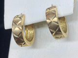 9ct Yellow Gold Diamond Cut Huggie Earrings
