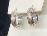 9ct Two Tone Diamond Cut Huggie Earrings