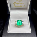 3 Stone Emerald & Baguette Cut Diamond Ring