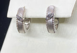 9ct White Gold Polished & Matte Huggie Earrings