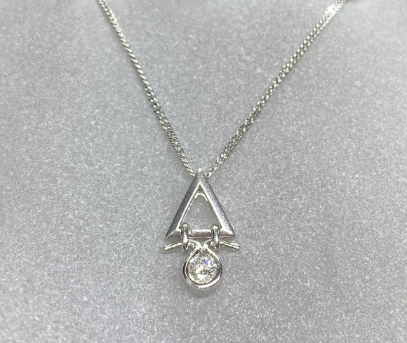18ct White Gold Triangle Hanging Diamond Necklace