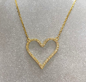 18ct Yellow Gold Diamond Heart Necklace