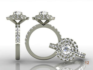 Double Halo Brilliant Cut Diamond with Diamond Shoulders