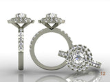 Double Halo Brilliant Cut Diamond with Diamond Shoulders