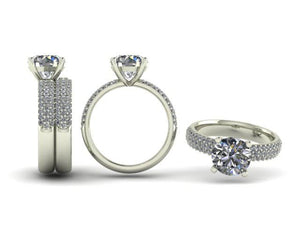 Brilliant Cut Diamond Ring with Pavé Shoulders