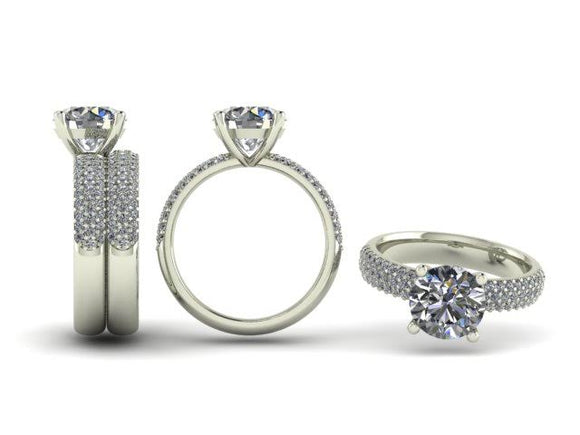 Brilliant Cut Diamond Ring with Pavé Shoulders