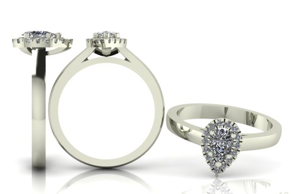 Pear Shape Diamond Halo Ring