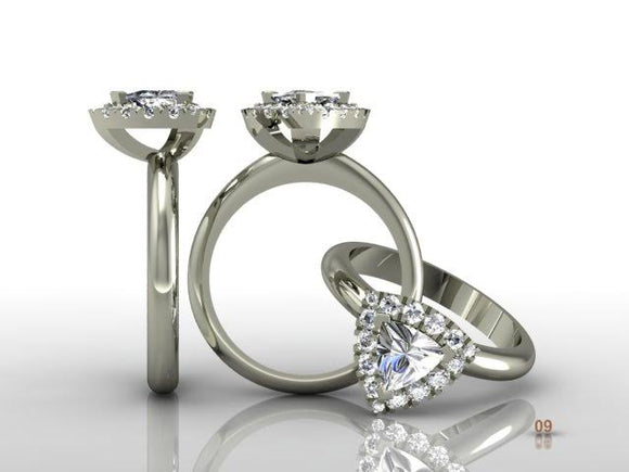 Trilliant Cut Diamond Halo Ring