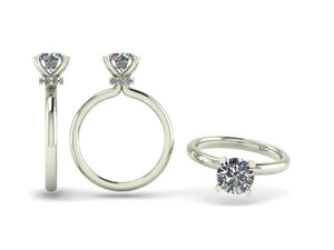 4 Claw Brilliant Cut Diamond Drop Halo Ring