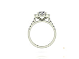 4 Claw Brilliant Cut Diamond Ring with Round Diamond Halo & Shoulders