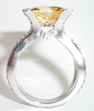 4 Claw Brilliant Cut Citrine Diamond Ring