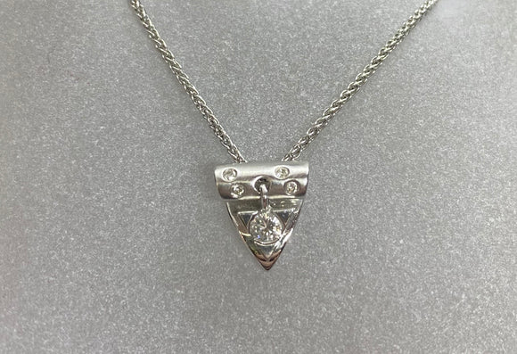 18ct White Gold Hanging Triangle Diamond Necklace