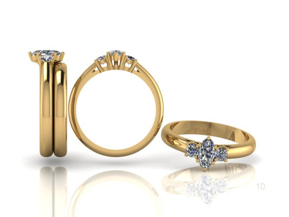 Antique Style Marquise & Brilliant Cut Diamond Ring