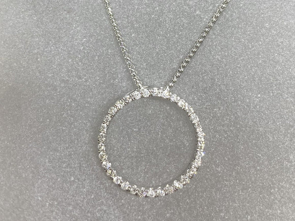 9ct & 18ct White Gold Diamond Circle Slider Pendant