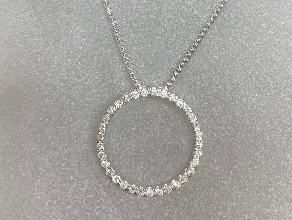 9ct Two Tone Diamond Circle Slider Pendant