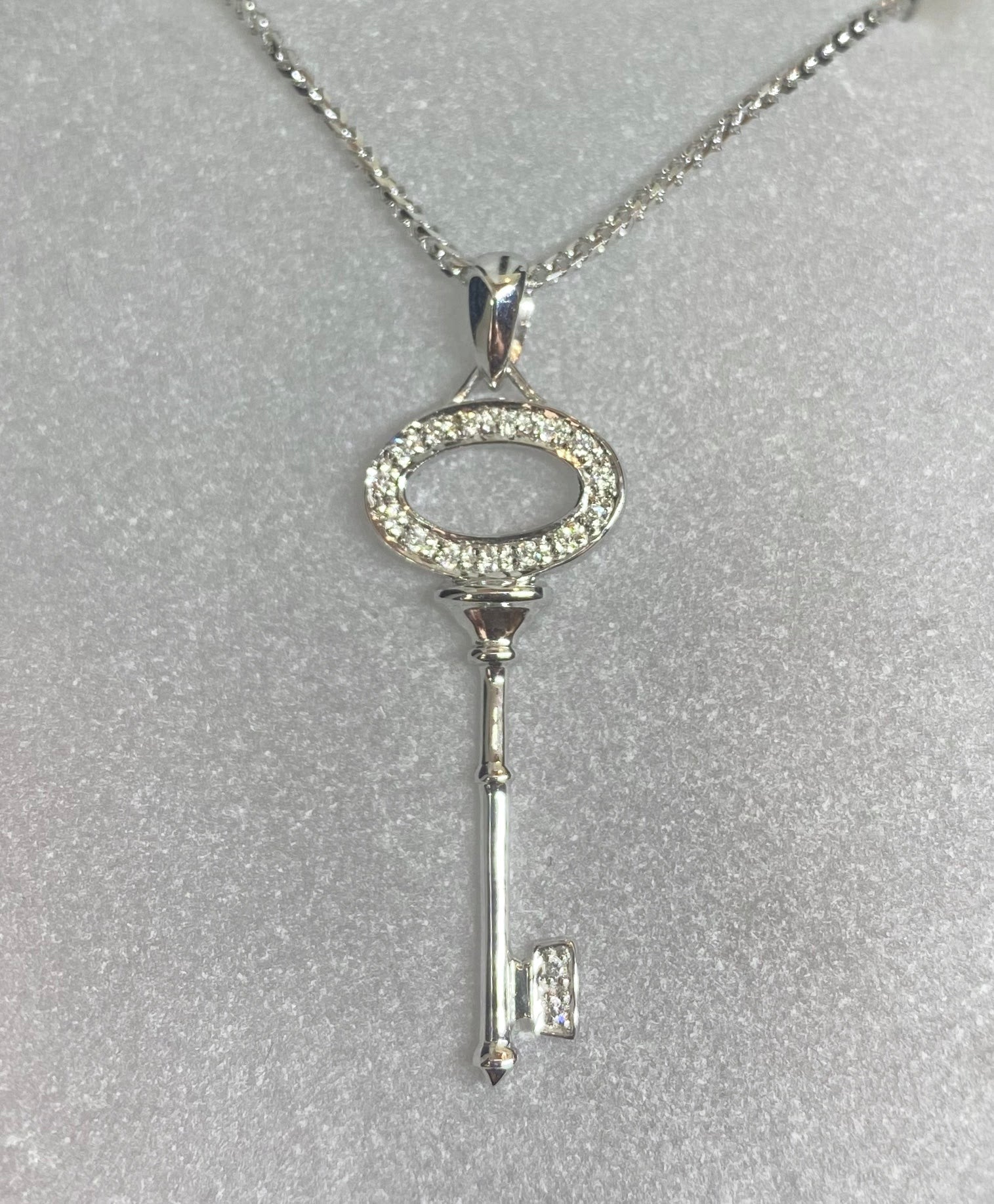 Love DIAMOND 9ct White Gold Diamond Set Heart Key Pendant Necklace |  very.co.uk