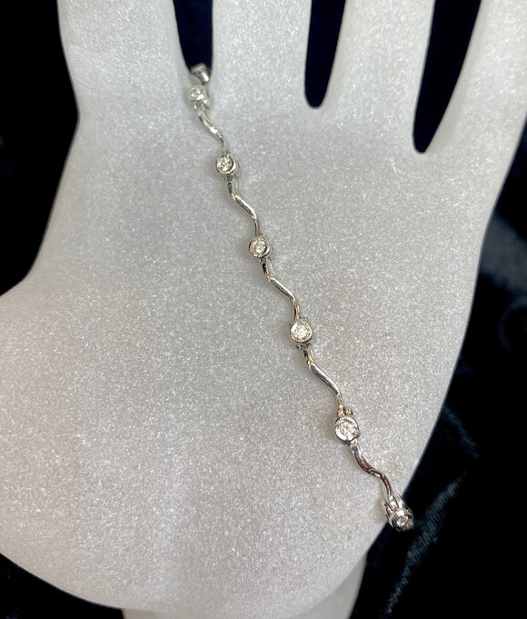 9ct White Gold Diamond Bracelet