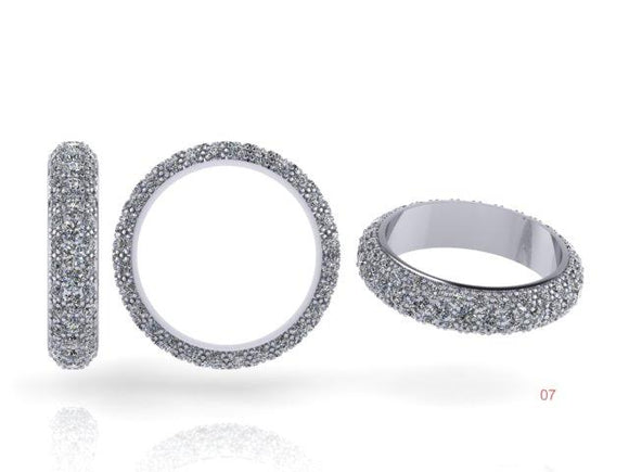 3 Row Brilliant Cut Diamond Pavé Ring