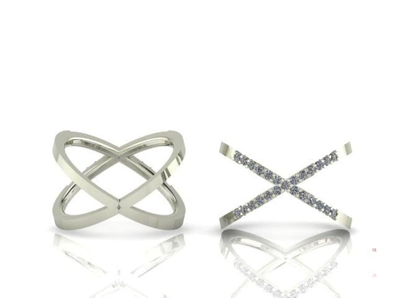 Brilliant Cut Diamond Cross Over Ring