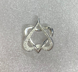 9ct White Gold Double Heart Diamond Pendant