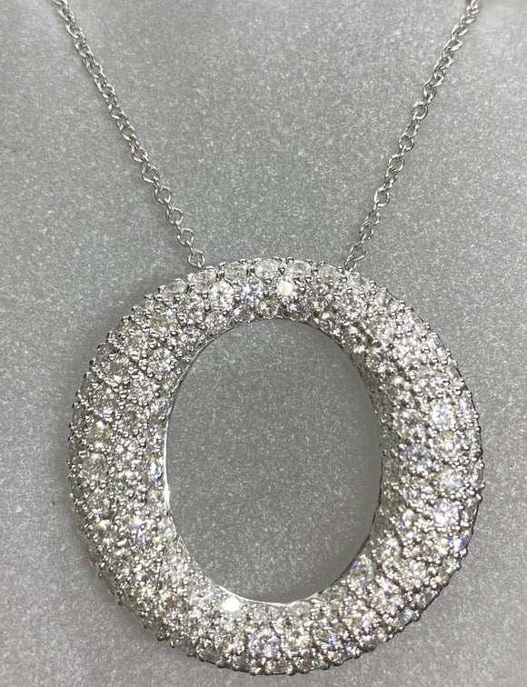 18ct White Gold Pavé Diamond 'O' Necklace