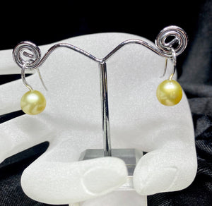 9ct White Gold Golden South Sea Pearl Earrings