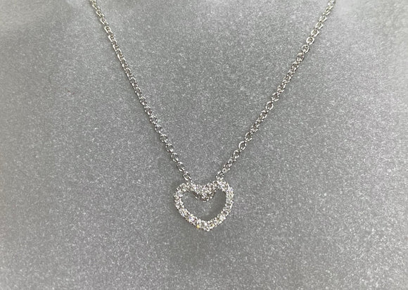 9ct White Gold Diamond Heart Necklace