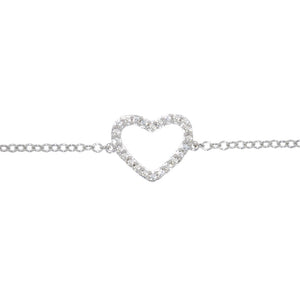9ct White Gold Diamond Dress Heart Bracelet