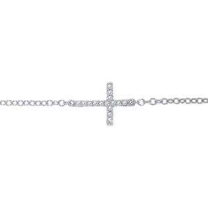 9ct White Gold Diamond Dress Cross Bracelet