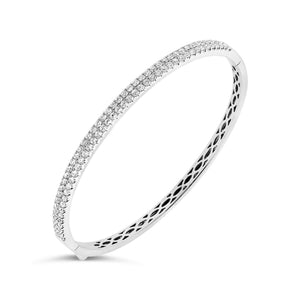 18ct White Gold Double Row Diamond Dress Oval Bracelet