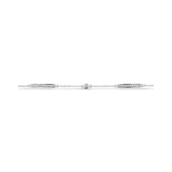 9ct White Gold Diamond Bar Bracelet