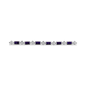 9ct White Gold Alternating Sapphire Diamond Bracelet