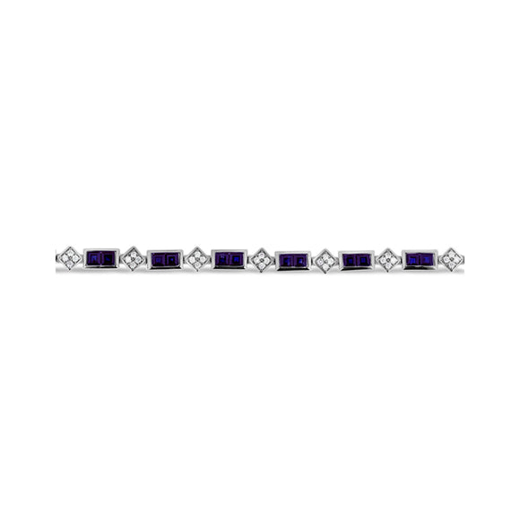 9ct White Gold Alternating Sapphire Diamond Bracelet