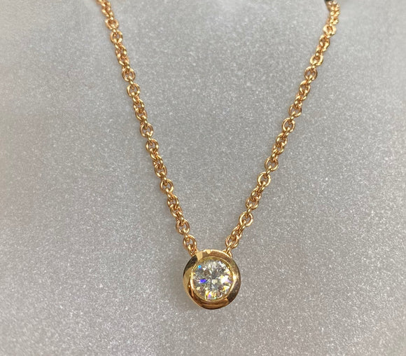 18ct Rose Gold Round Diamond Necklace
