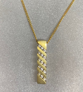 Yellow Gold Bar Diamond Necklace