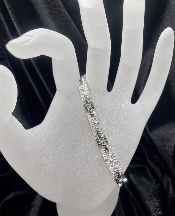 9ct White Gold Black Diamond Bracelet