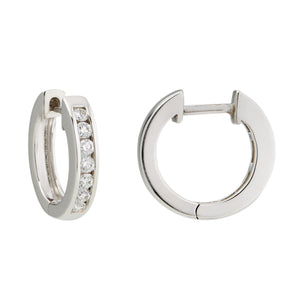 9ct White Gold Diamond Huggie Earrings