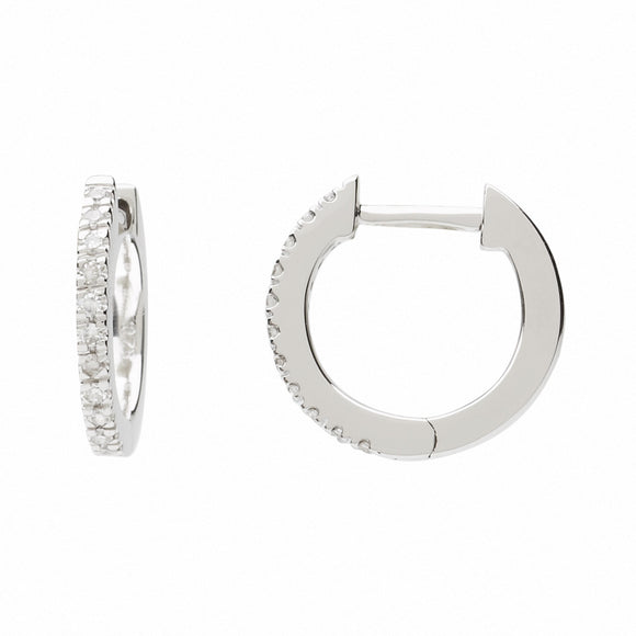 9ct White Gold Diamond Huggie Earrings