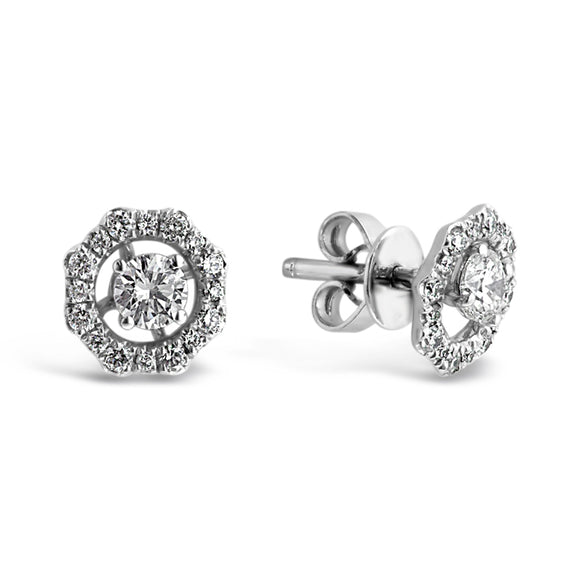 18ct White Gold Diamond Stud Earrings with Halo