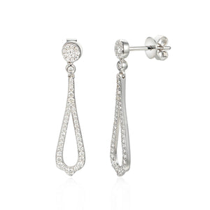 18ct White Gold Diamond Tear Drop Stud Earrings