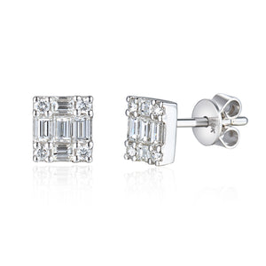 9ct White Gold Small Diamond Stud Earrings
