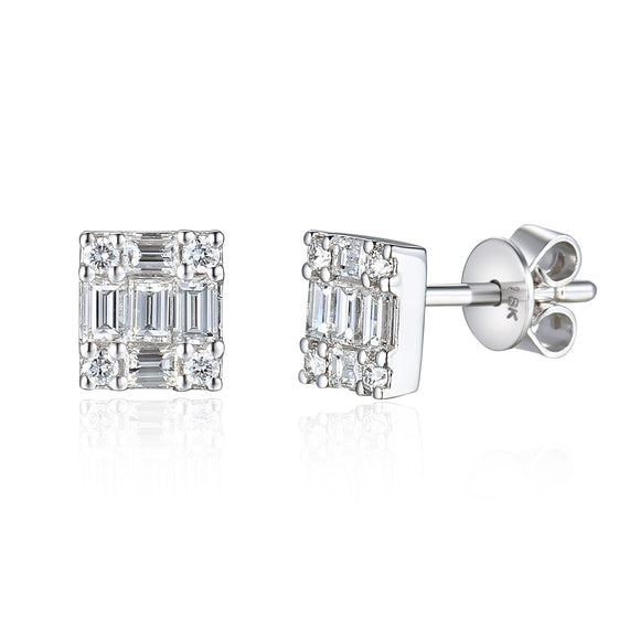 9ct White Gold Small Diamond Stud Earrings