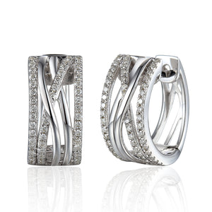 9ct White Gold Diamond Huggie Earrings