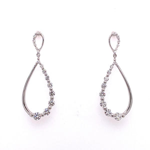 9ct & 18ct White Gold Diamond Drop Stud Earrings