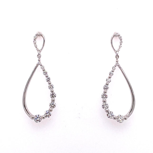 9ct & 18ct White Gold Diamond Drop Stud Earrings