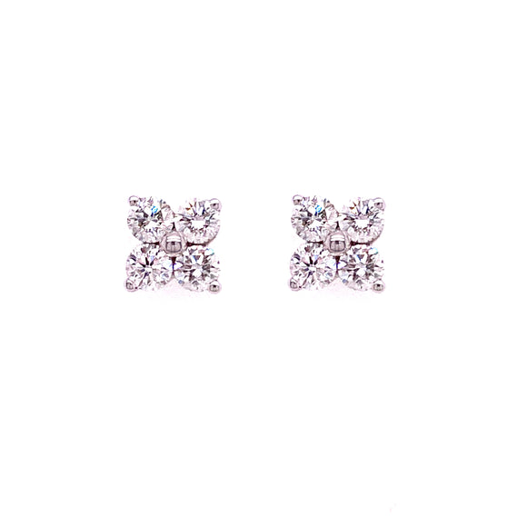 18ct White Gold Flower Diamond Studs