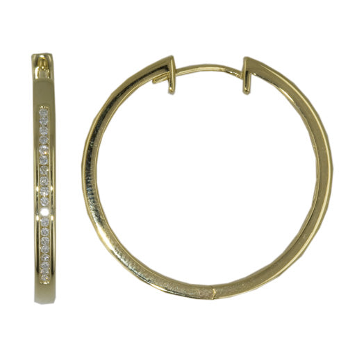 9ct Yellow Gold Diamond Hoop Earrings