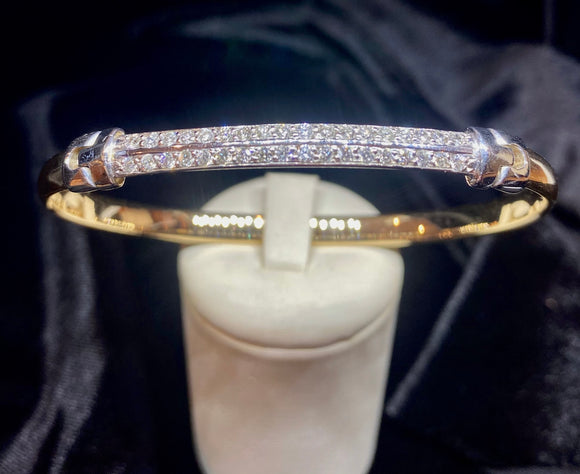 9ct Two Tone Diamond Hinge Bracelet