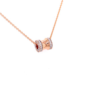 9ct Rose Gold Diamond Barrel Necklace